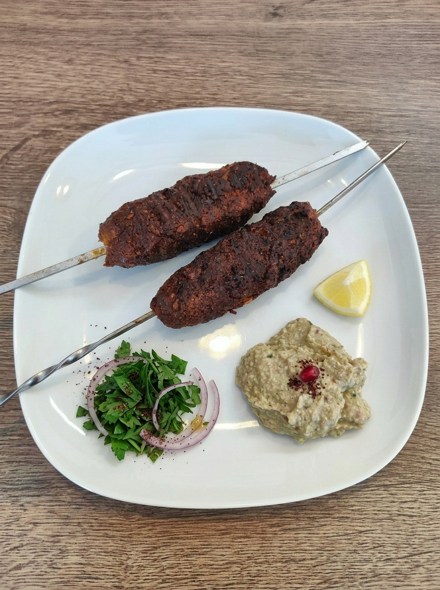 Gemini_Generated_Image_ffj4kcffj4kcffj4_peeled Faschiertes am Spiess mit Gurkenhumus