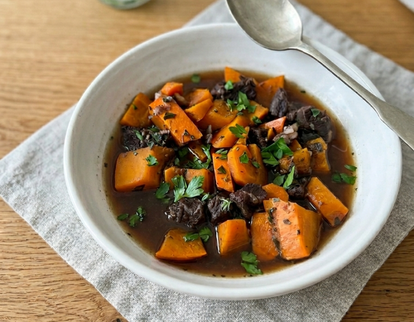 Gemini_Generated_Image_ng7ptrng7ptrng7p_peeled G’schmorte Kalbsbäckerl mit Maroni und Kürbisgulasch