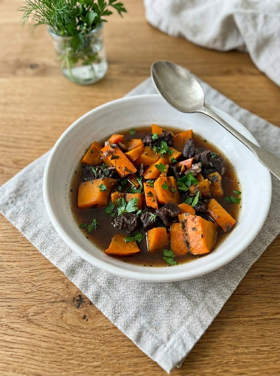 Gemini_Generated_Image_ng7ptrng7ptrng7p_peeled G’schmorte Kalbsbäckerl mit Maroni und Kürbisgulasch